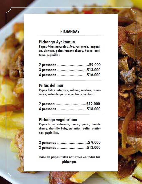 Carta de Restaurante Ayekantun en Arauco — página 3